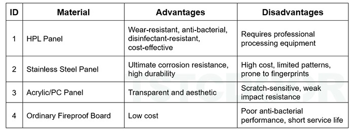 Comparison -HPL and Other Panel Materials-TH100 Comparison -HPL and Other Panel Materials-TH100